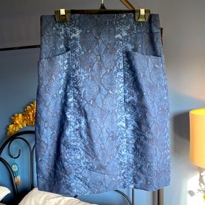 Elie Tahari Linen Blend Blue Animal Print Mini Pencil Skirt